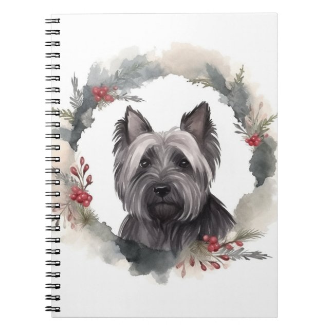 Carnet Skye Terrier Fête de Noël Wreath Pup (Devant)