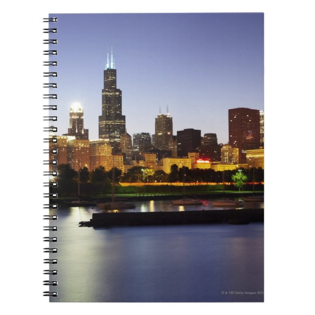 Carnet Skyline du centre-ville de Chicago à la tombée de  (Devant)