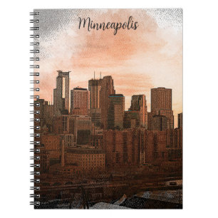 Carnet Skyline vintage Minneapolis Minnesota