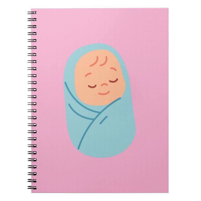 Carnet Sleeping Baby Swaddled in Blue (Devant)