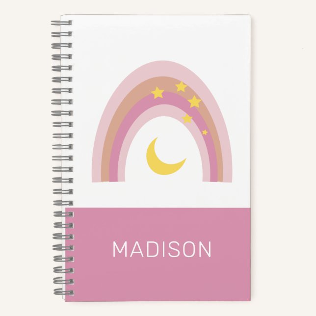 Carnet 'Sleepytime Rainbow', Douce personnalisation rose  (Recto)