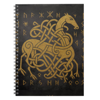 Carnet Sleipnir, Cheval doré nordique avec symbole de run