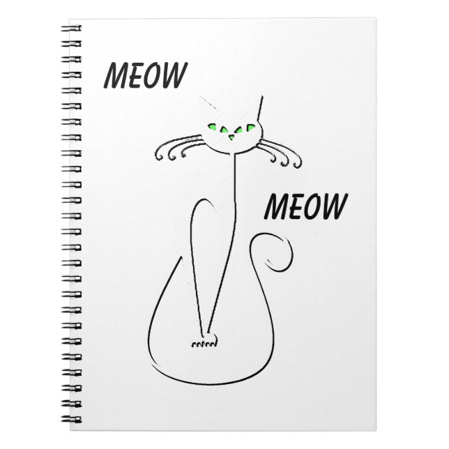 Carnet Slinky Black Cat Meow Meow Texte Personnalisé Yeux (Devant)
