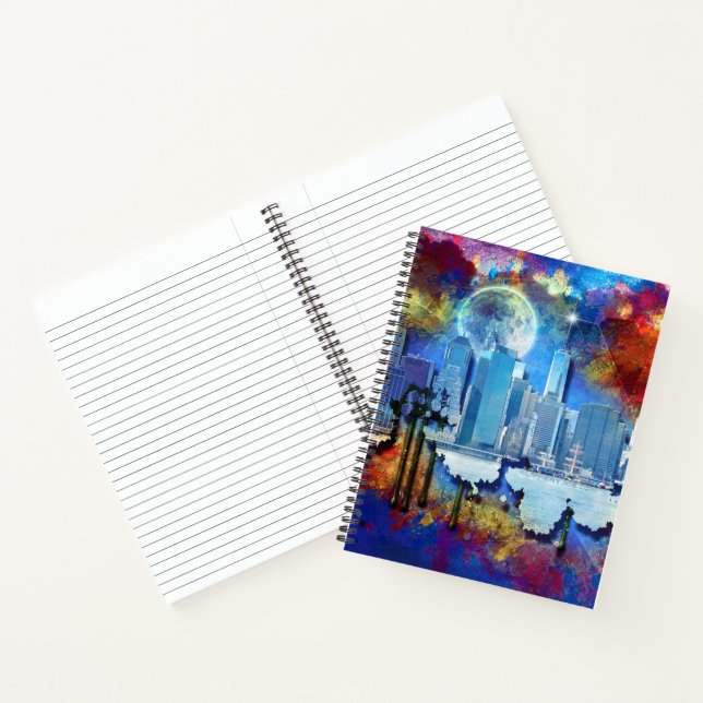 Carnet SlipperyJoe NYC graffiti lune entourée de nuages t (Intérieur)
