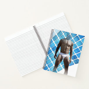 Carnet SlipperyJoe's homme musclé six-pack abdos blanc so