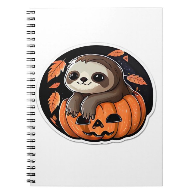 Carnet Sloth citrouille Halloween autocollant Surdimensio (Devant)