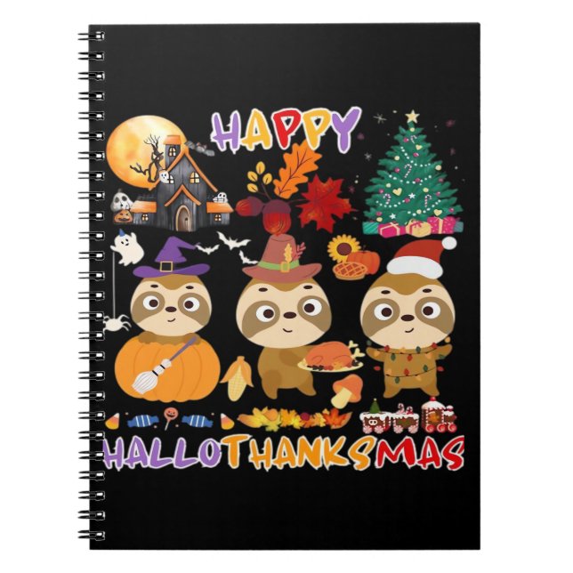 Carnet Sloth Hallothanksmas heureux Drôle Halloween Thank (Devant)