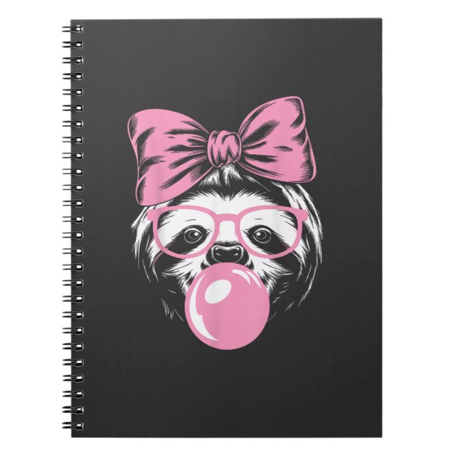Carnet Sloth Wearing Glasses and Blowing Pink Bubble Gum  (Devant)
