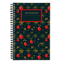 Small Festive Christmas Notebook - Red Ornaments