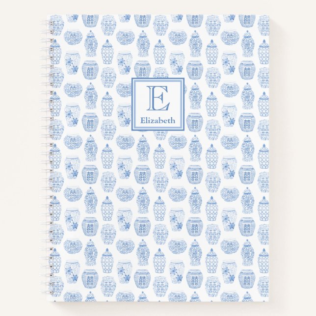 Carnet Smart College Girl Bleu Et Blanc Monogramme (Devant)