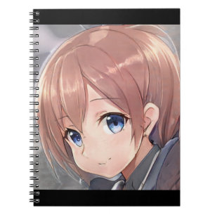 Carnet Smiling anime fille manga brun cheveux bleu yeux