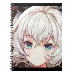 Carnet Smiling fille manga argent cheveux vert yeux