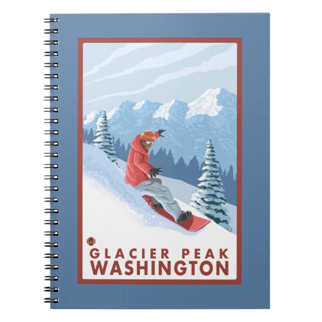 Carnet Snowboarder Scender - Glacier Peak, Washington (Devant)