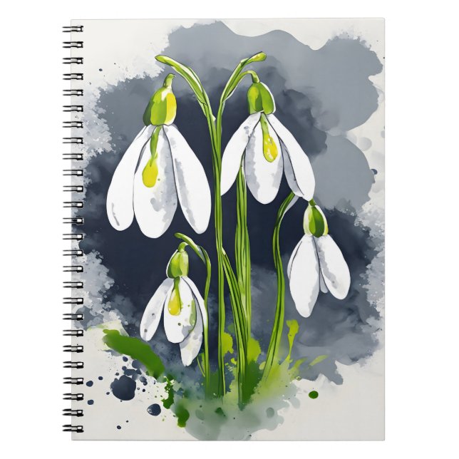Carnet Snowdrop - Watercolor flowers (Devant)
