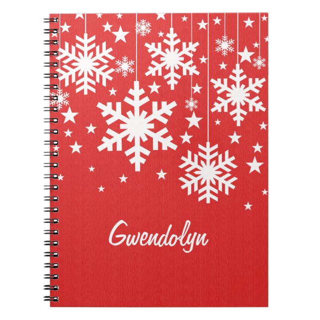 Carnet Snowflakes et Stars Carnet, Rouge (Devant)