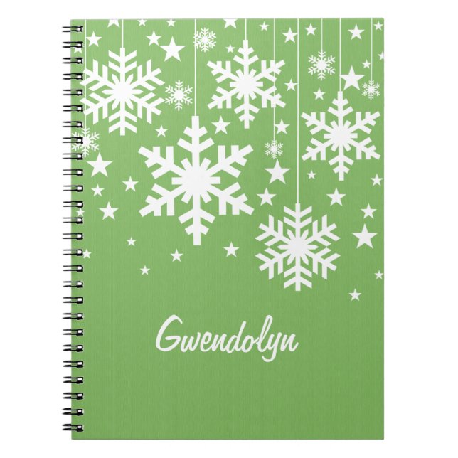 Carnet Snowflakes et Stars Carnet, Vert (Devant)