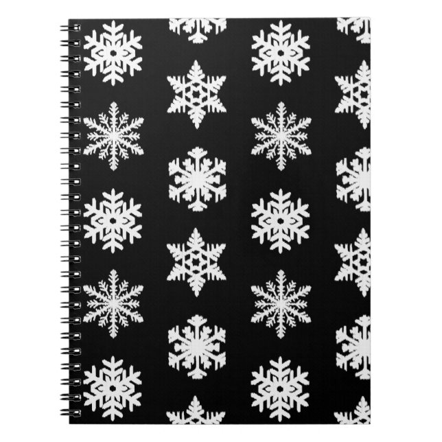 Carnet Snowflakes Ikat - Noir et blanc (Devant)