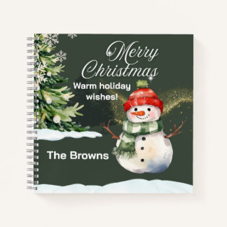 Carnet Snowman and Sparkling Tree Christmas Scene