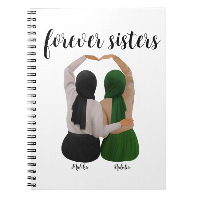 Carnet Soeurs Forever Cadeau Hijabi personnalisé (Devant)