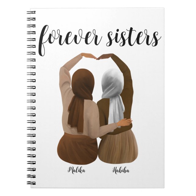 Carnet Soeurs Forever Cadeau Hijabi personnalisé (Devant)