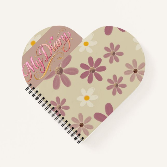 Carnet Soft Daisy Floral Pattern in Mauve & Cream Romanti (Devant)