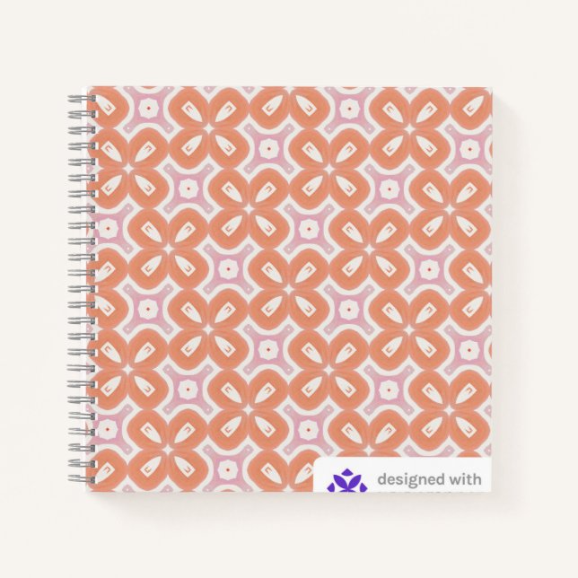 Carnet Soft Orange & Pink Floral Geometric Notebook – Aes (Devant)