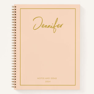 Carnet Soft Pastel Pinky Golden Personnalisé Nom d'écritu