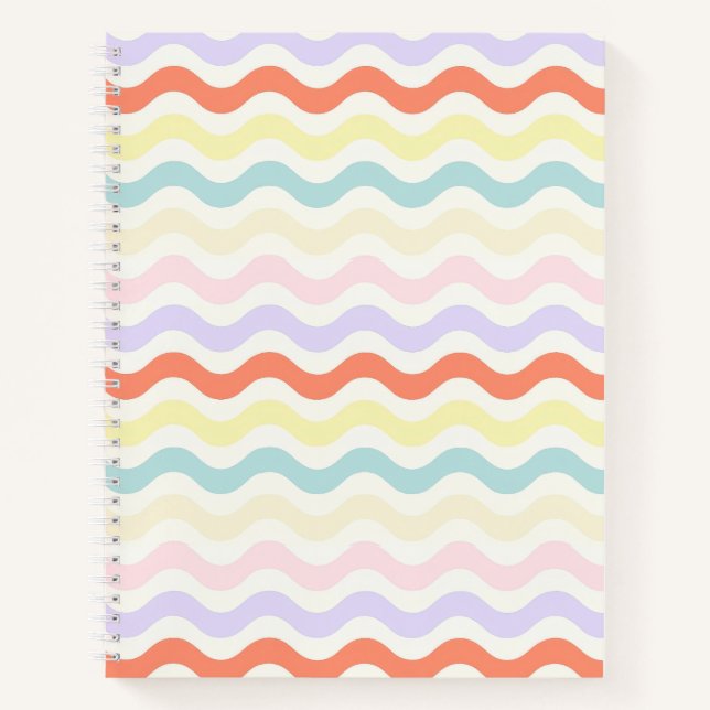Carnet Soft Pink Blue Yellow Wavy Stripes Aesthetic (Devant)
