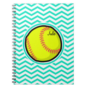 Carnet Softball ; Aqua Green Chevron