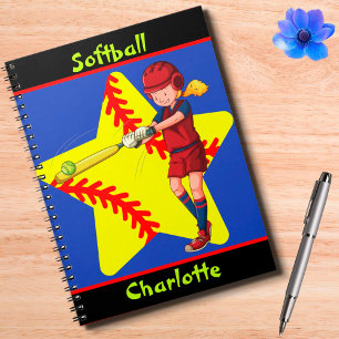 Carnet Softball Girls Star Batter Swing Personnalisé