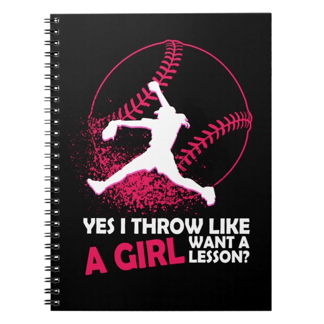 Carnet Softball Oui Je Jette Comme Une Fille Softball Fil (Devant)
