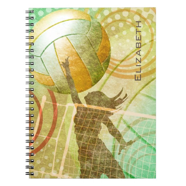 Carnet Soleil de volley-ball des filles or personnalisé (Devant)
