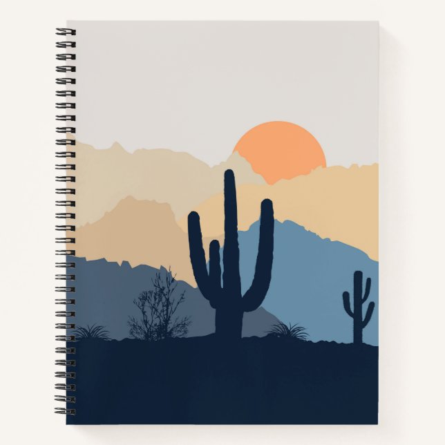 Carnet Soleil désert bleu et beige (Devant)