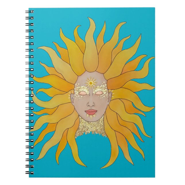 Carnet Soleil jaune turquoise inspiré (Devant)