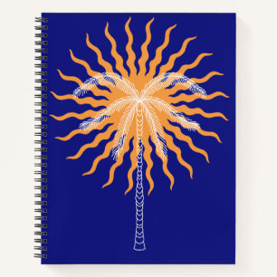 Carnet Soleil orange ligne blanche palmier