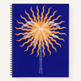 Carnet Soleil orange ligne blanche palmier