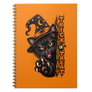 Carnet Sorcière Chat Noir Effrayant Halloween Trick or Tr