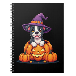 Carnet Sorcière Citrouille Drôle Pitbull Chien Halloween