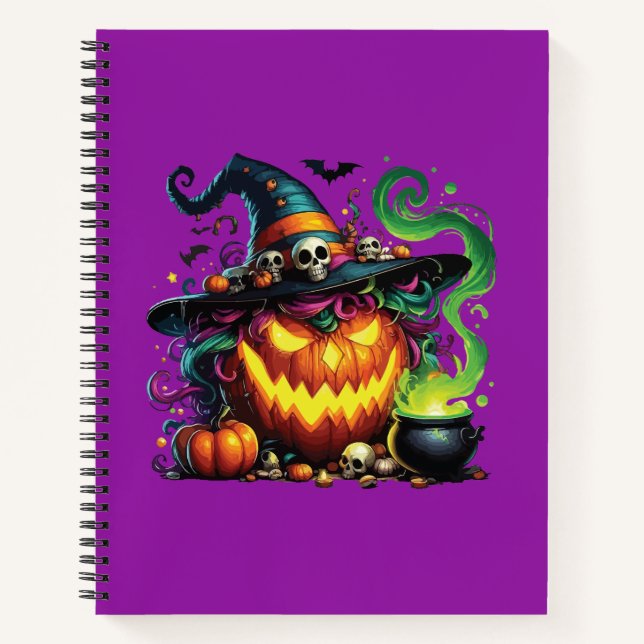 Carnet Sorcière de citrouille méchante Chaudron (Devant)