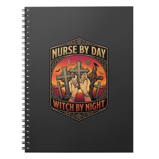 Carnet sorcière de jour de nuit d'infirmière croise les m (Devant)