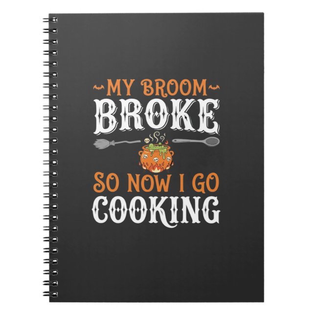 Carnet Sorcière d'Halloween Balai de Cuisine Cassé Concep (Devant)
