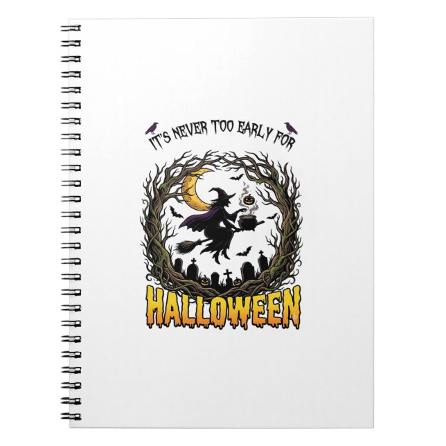 Carnet Sorcière d'Halloween Chaudron Lune Cimetière Arbre (Devant)