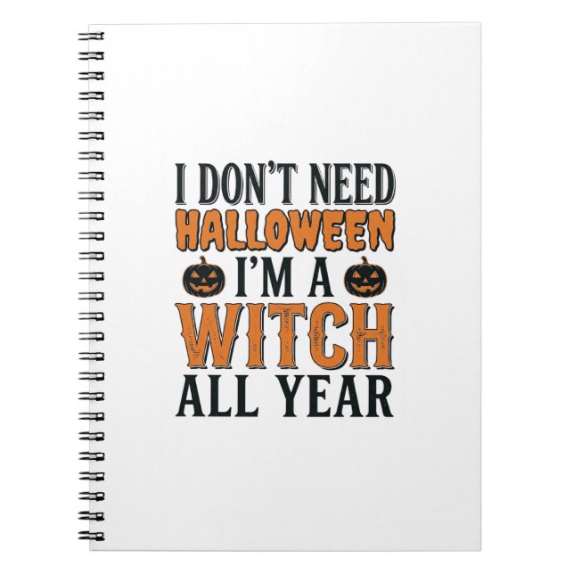 Carnet Sorcière drôle toute l'année Typographie Halloween (Devant)