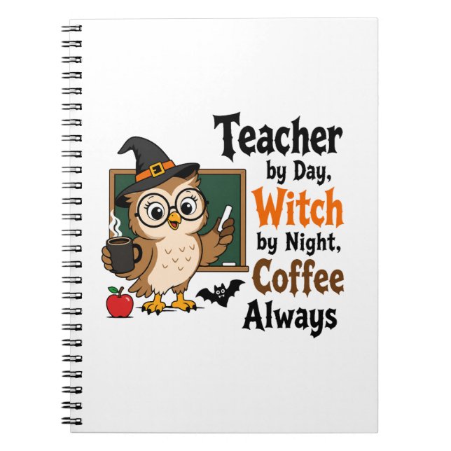 Carnet Sorcière Enseignante Halloween Café Drôle Enseigna (Devant)