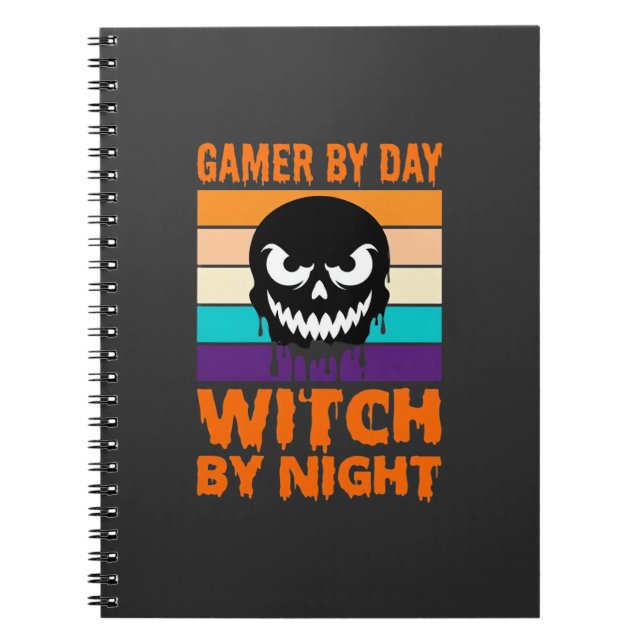 Carnet Sorcière Joueur Halloween Crâne Rétro (Devant)