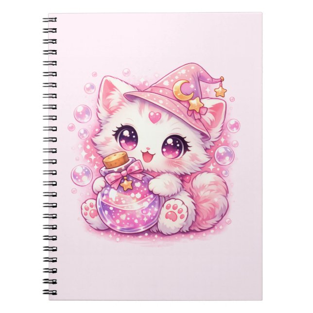 Carnet Sorcière Kitty de potion Kawaii (Devant)