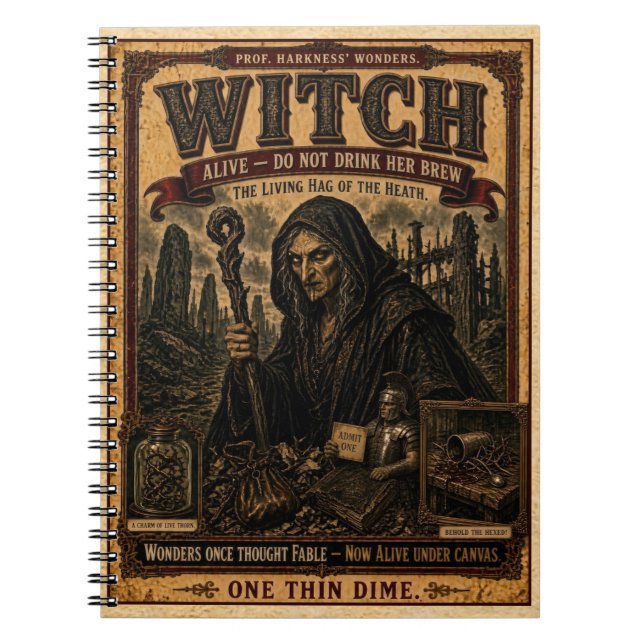 Carnet Sorcière, Monstre de Cirque Vintage (Devant)
