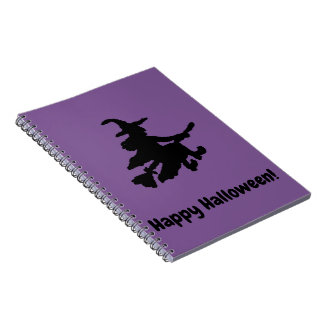 Carnet Sorcière noire sur fond violet - Joyeux Halloween