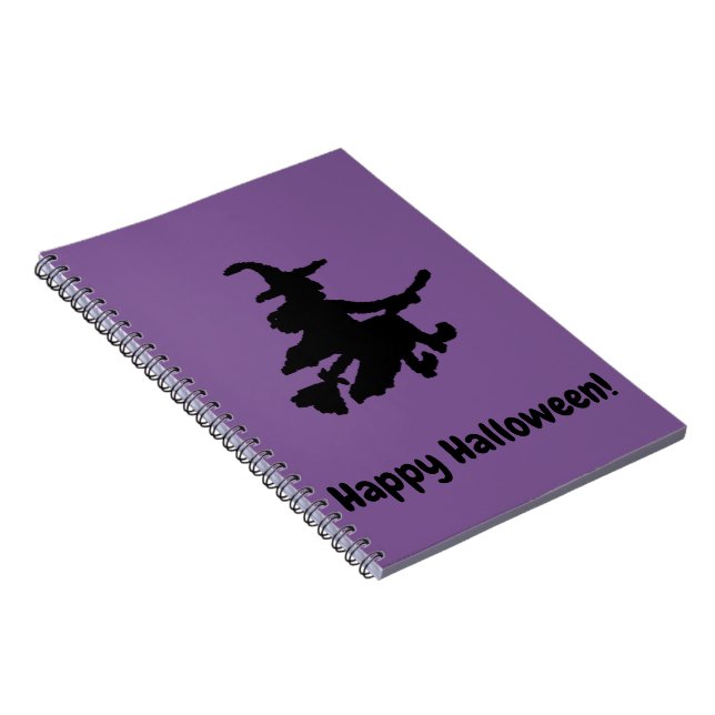 Carnet Sorcière noire sur fond violet - Joyeux Halloween  (Côté Droit)