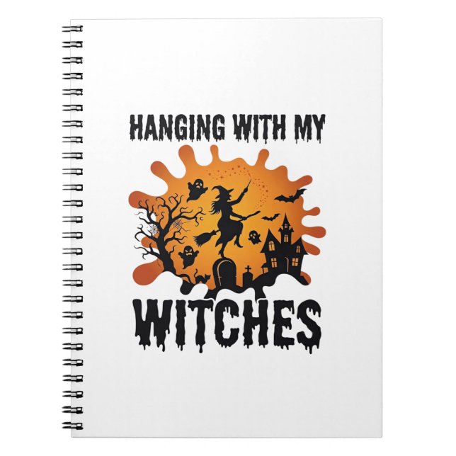 Carnet Sorcières suspendues Halloween Balai de sorcière M (Devant)